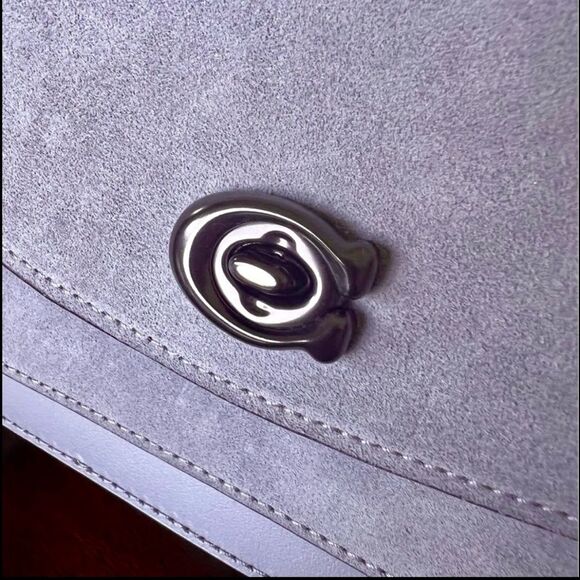 Coach Madison Shoulder Bag 16 Granite Gray Suede Leather with Gunmetal Hardware - Picture 8 of 10